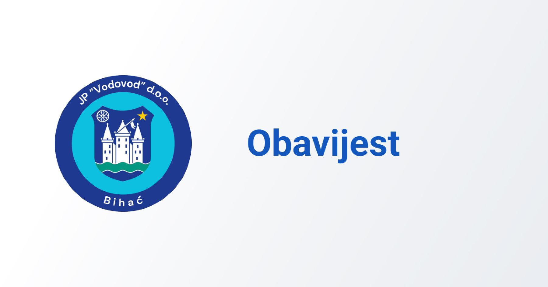 Obavijest o prekidu u snabdijevanju vodom